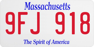 MA license plate 9FJ918