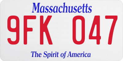 MA license plate 9FK047