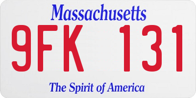 MA license plate 9FK131