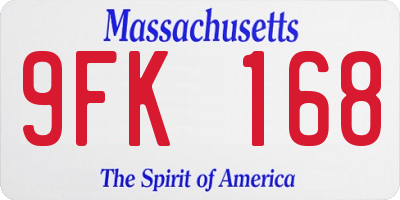 MA license plate 9FK168