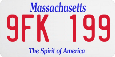 MA license plate 9FK199