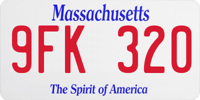 MA license plate 9FK320