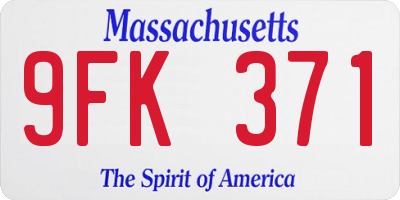MA license plate 9FK371
