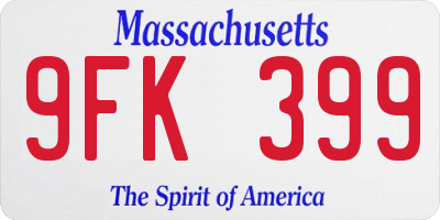 MA license plate 9FK399