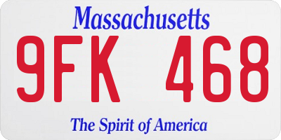 MA license plate 9FK468