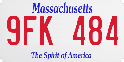 MA license plate 9FK484