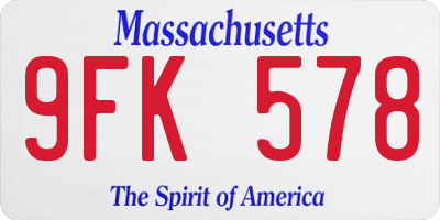 MA license plate 9FK578
