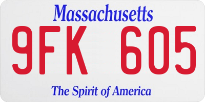 MA license plate 9FK605