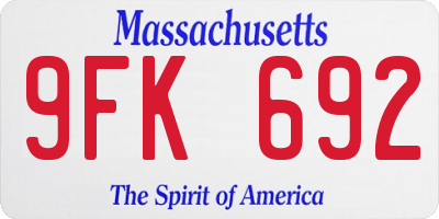 MA license plate 9FK692