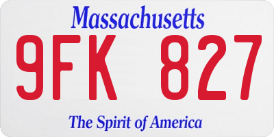 MA license plate 9FK827