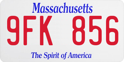 MA license plate 9FK856