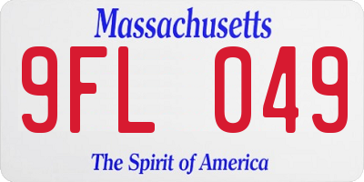 MA license plate 9FL049