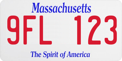 MA license plate 9FL123
