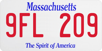 MA license plate 9FL209