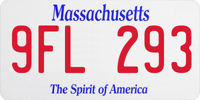 MA license plate 9FL293