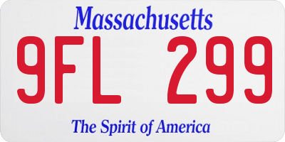 MA license plate 9FL299