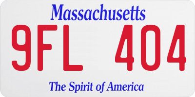 MA license plate 9FL404