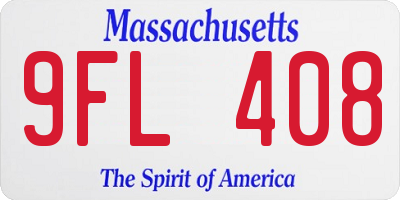 MA license plate 9FL408