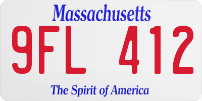 MA license plate 9FL412