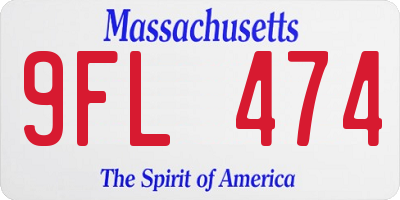 MA license plate 9FL474