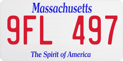 MA license plate 9FL497