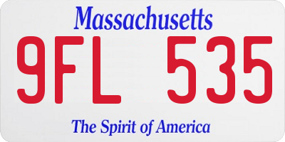 MA license plate 9FL535