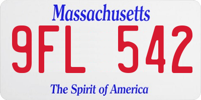 MA license plate 9FL542