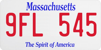 MA license plate 9FL545