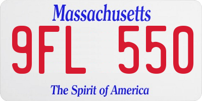MA license plate 9FL550