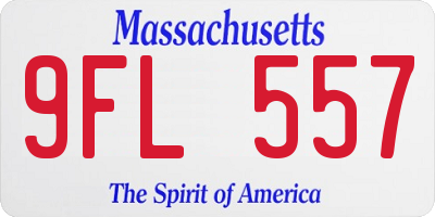 MA license plate 9FL557