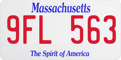 MA license plate 9FL563