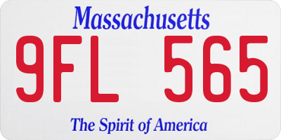 MA license plate 9FL565