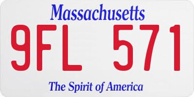 MA license plate 9FL571