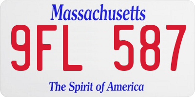MA license plate 9FL587