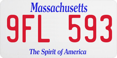 MA license plate 9FL593