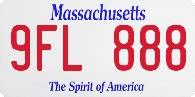 MA license plate 9FL888