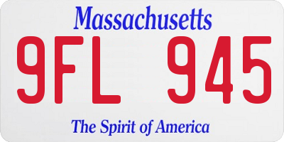 MA license plate 9FL945