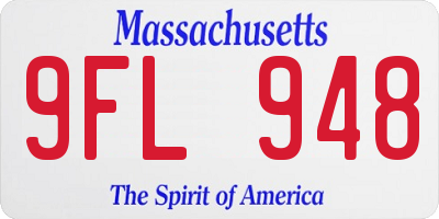 MA license plate 9FL948