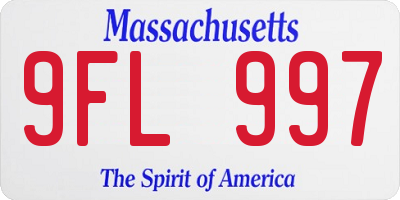 MA license plate 9FL997