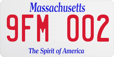 MA license plate 9FM002