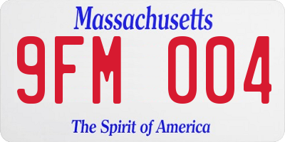MA license plate 9FM004