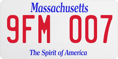 MA license plate 9FM007