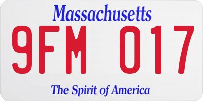 MA license plate 9FM017