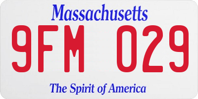 MA license plate 9FM029