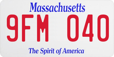 MA license plate 9FM040