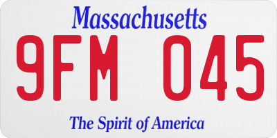 MA license plate 9FM045