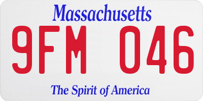 MA license plate 9FM046