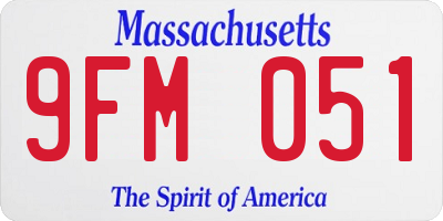 MA license plate 9FM051