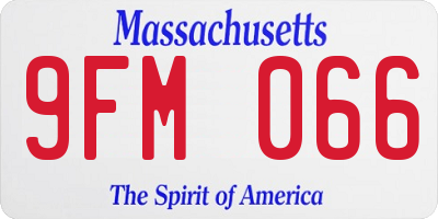 MA license plate 9FM066