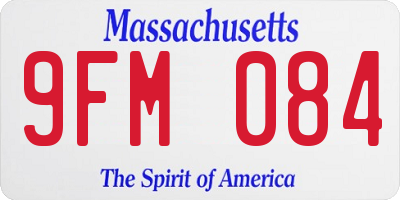 MA license plate 9FM084